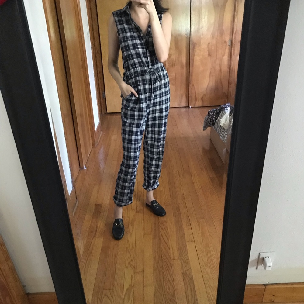 Steven Alan Henry Plaid Sleeveless Jumpsuit - 2